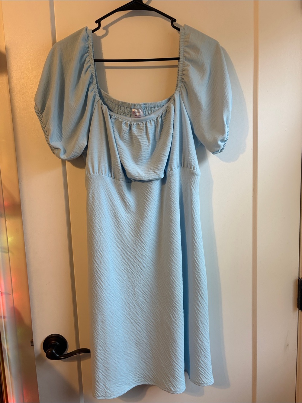 No Boundaries Powder Blue Puff-Sleeve Midi Dress